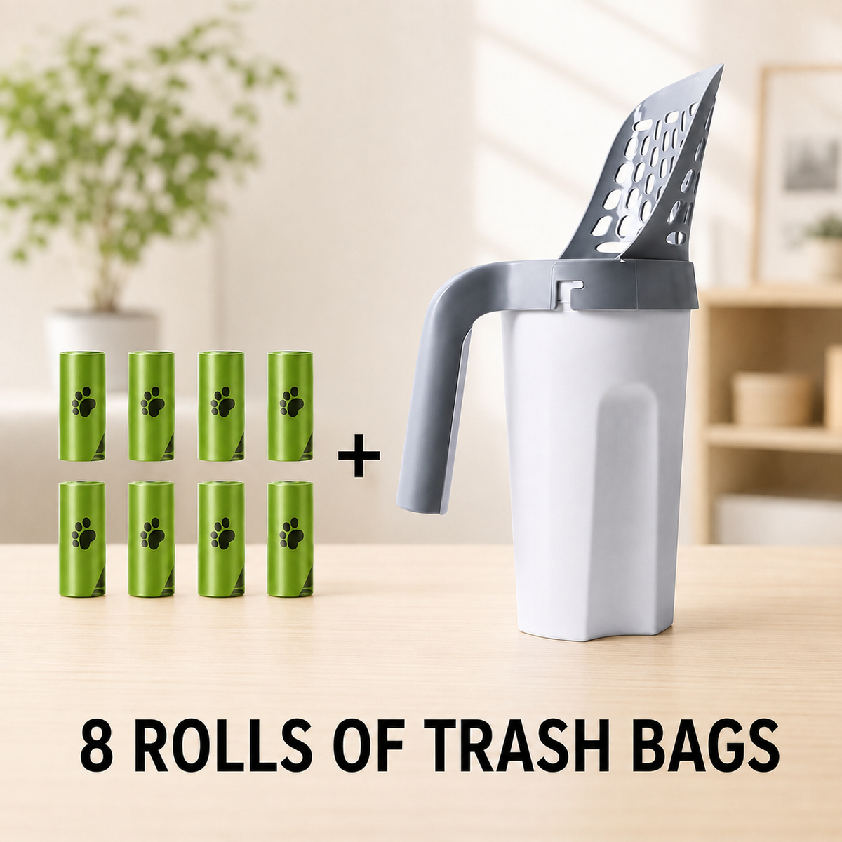 Cat Litter Scoop with Built-In Waste Bin & Bag Storage