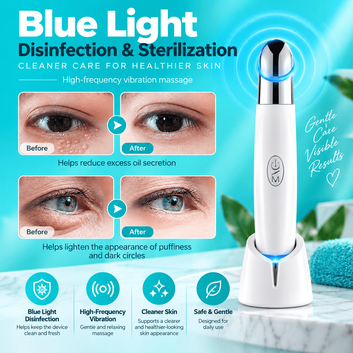 3-in-1 LED Eye & Facial Massager – Warm Vibration Beauty Wand
