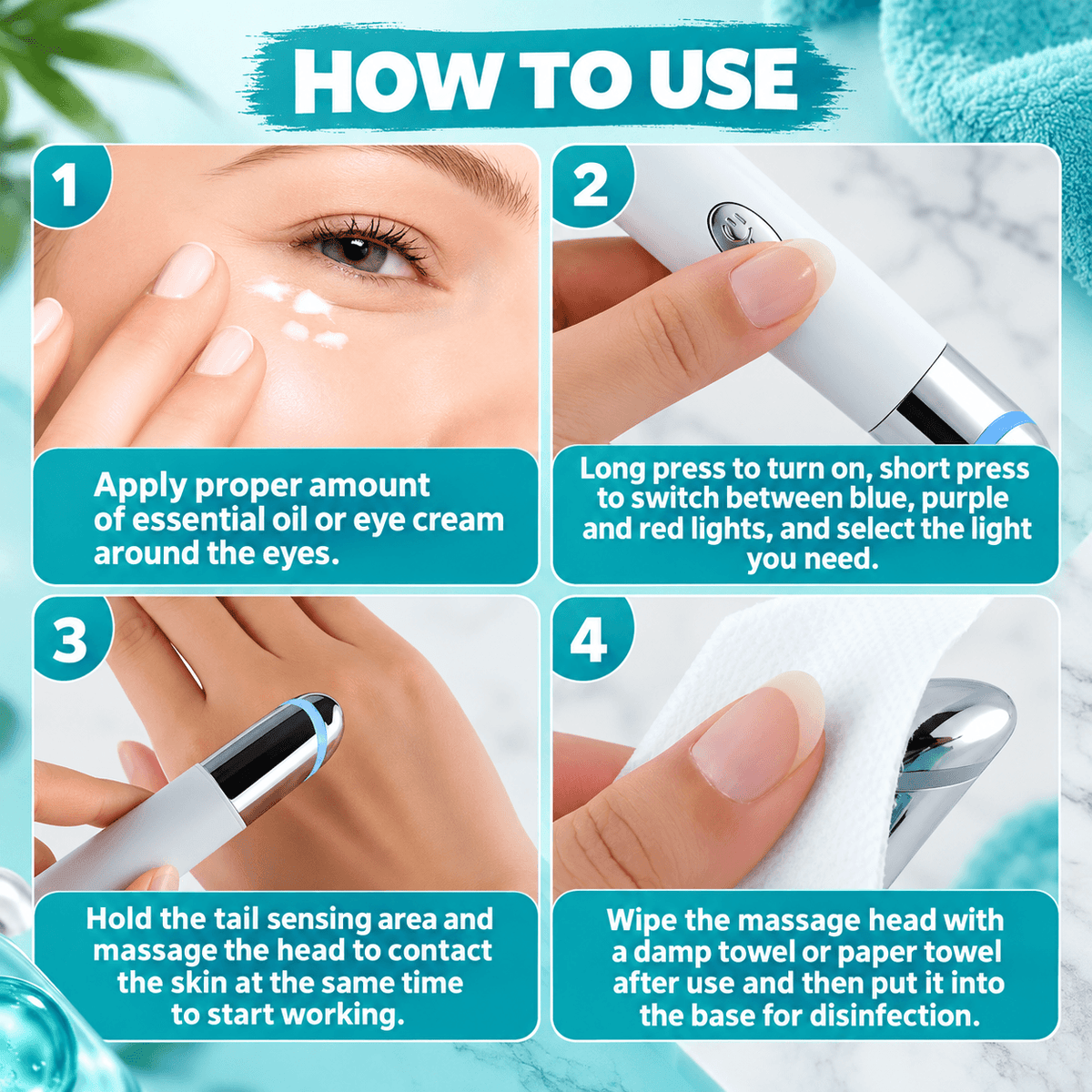 3-in-1 LED Eye & Facial Massager – Warm Vibration Beauty Wand