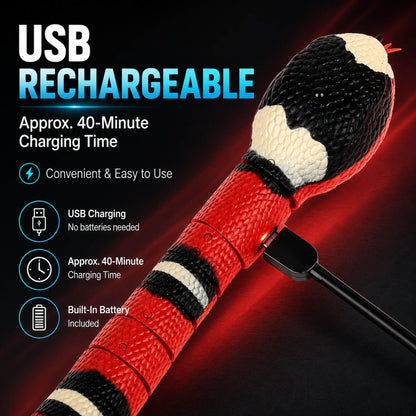 Interactive Smart Sensing Snake Toy for Cats – USB Rechargeable & Obstacle Avoiding