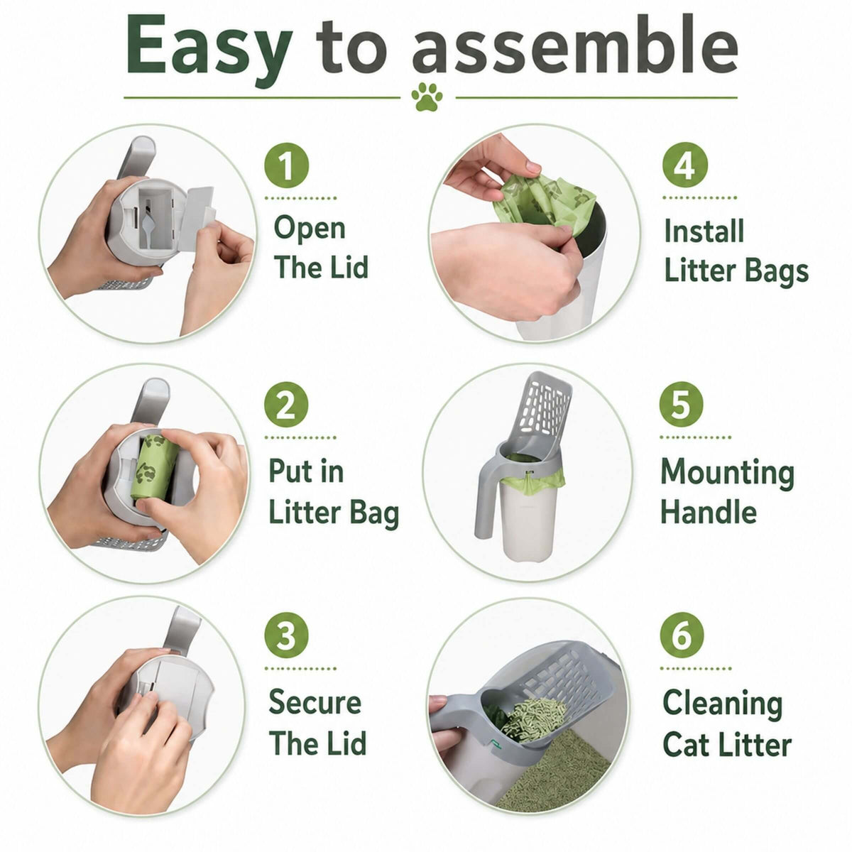 Cat Litter Scoop with Built-In Waste Bin & Bag Storage