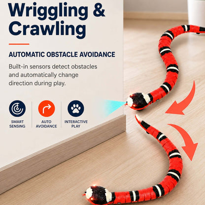 Interactive Smart Sensing Snake Toy for Cats – USB Rechargeable & Obstacle Avoiding