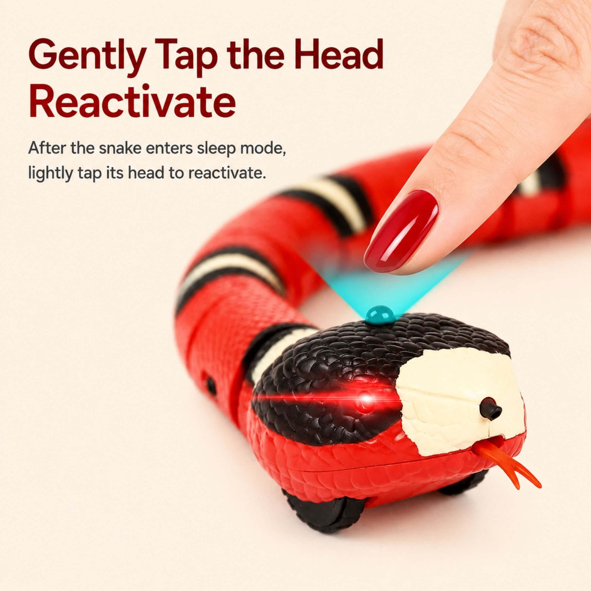 Interactive Smart Sensing Snake Toy for Cats – USB Rechargeable & Obstacle Avoiding