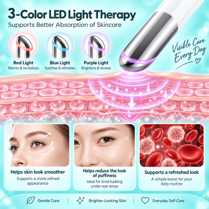 3-in-1 LED Eye & Facial Massager – Warm Vibration Beauty Wand
