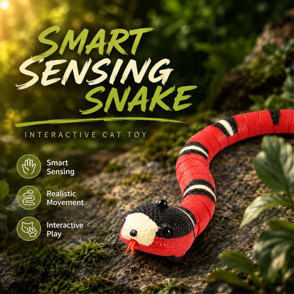 Interactive Smart Sensing Snake Toy for Cats – USB Rechargeable & Obstacle Avoiding