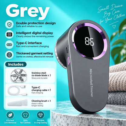 Rechargeable Fabric Shaver with LED Display – 6-Blade Lint Remover for Clothes & Sweaters