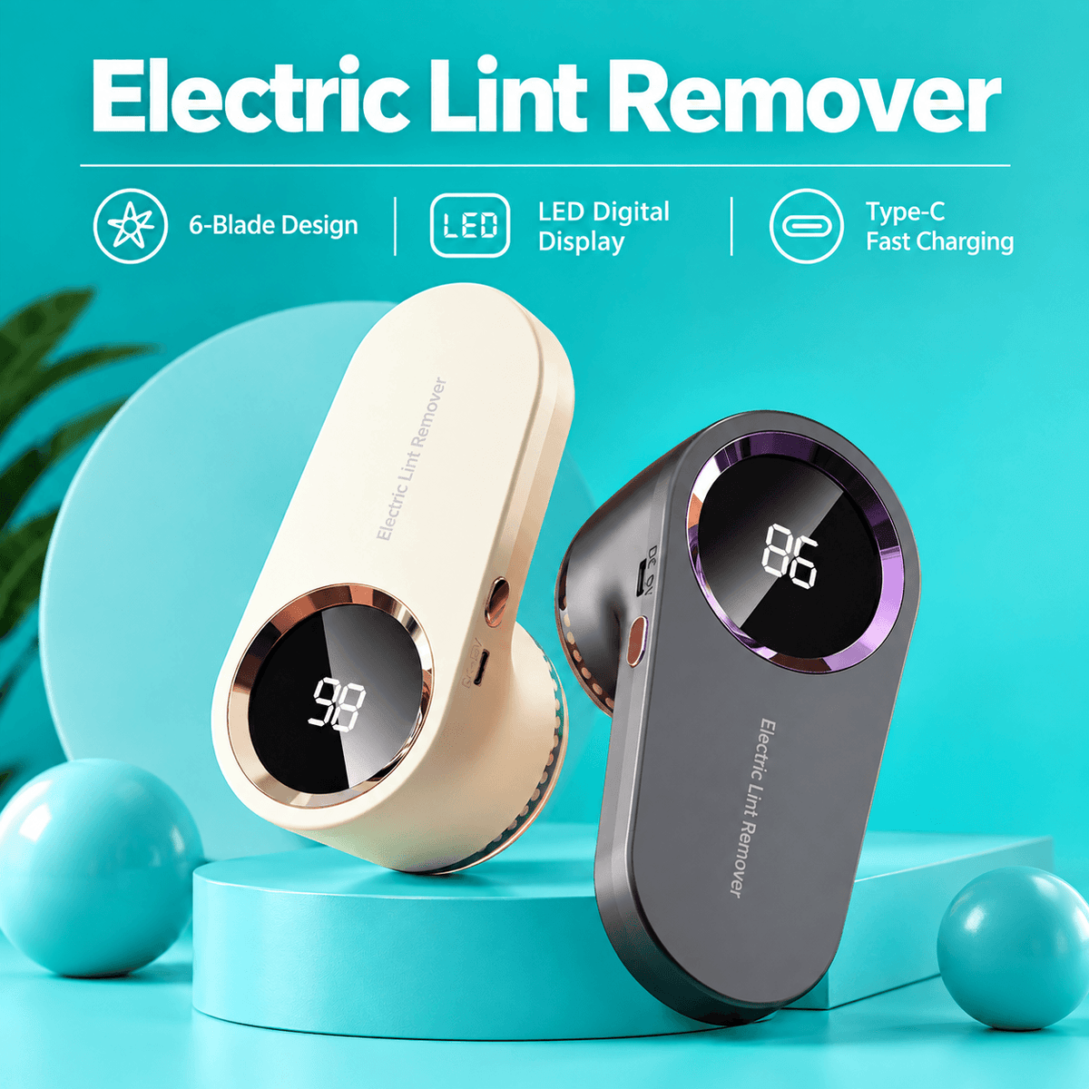 Rechargeable Fabric Shaver with LED Display – 6-Blade Lint Remover for Clothes & Sweaters