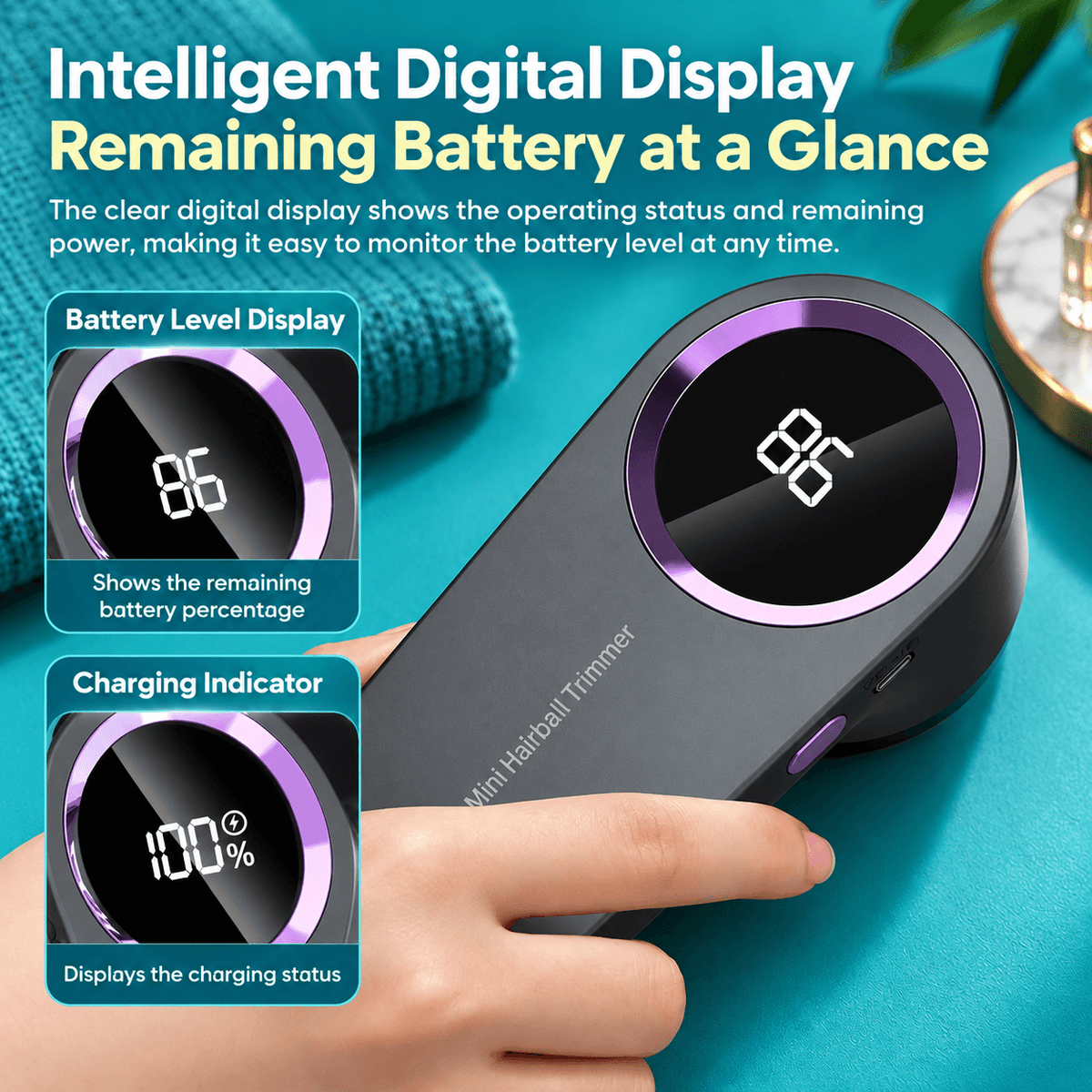 Rechargeable Fabric Shaver with LED Display – 6-Blade Lint Remover for Clothes & Sweaters