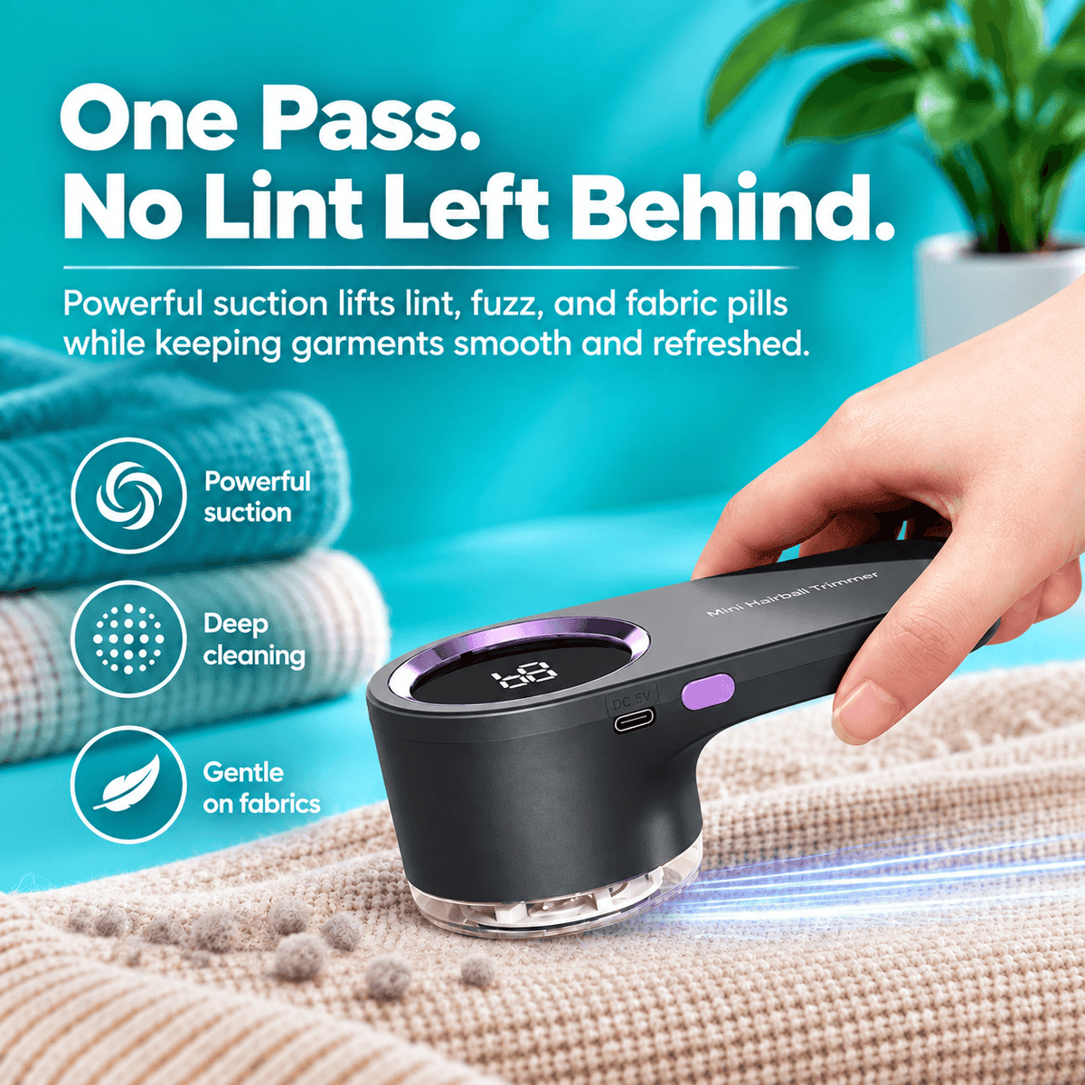 Rechargeable Fabric Shaver with LED Display – 6-Blade Lint Remover for Clothes & Sweaters