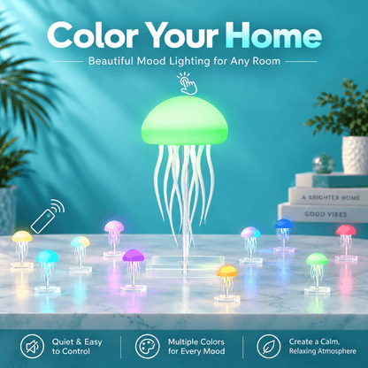 RGB LED Jellyfish Lamp – Rechargeable Mood Light with Remote Control & 9 Flexible Tentacles