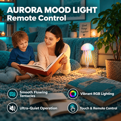 RGB LED Jellyfish Lamp – Rechargeable Mood Light with Remote Control & 9 Flexible Tentacles