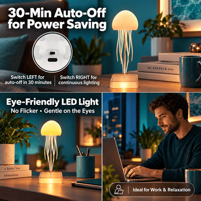 RGB LED Jellyfish Lamp – Rechargeable Mood Light with Remote Control & 9 Flexible Tentacles