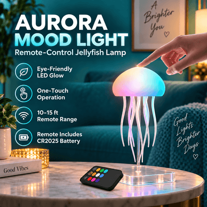 RGB LED Jellyfish Lamp – Rechargeable Mood Light with Remote Control & 9 Flexible Tentacles