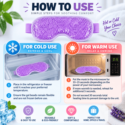 Reusable Hot & Cold Gel Eye Mask – Cooling & Warming Compress with Adjustable Strap