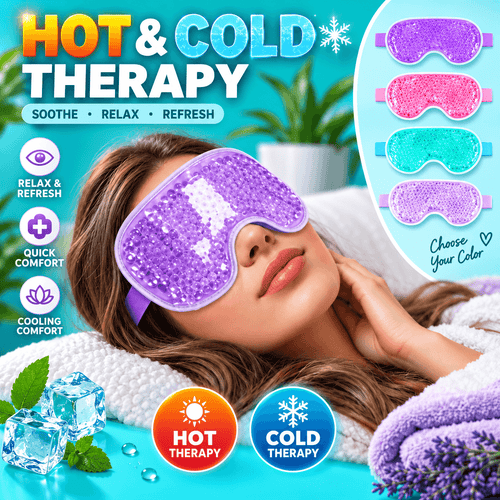 Reusable Hot & Cold Gel Eye Mask – Cooling & Warming Compress with Adjustable Strap