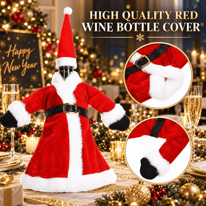 Christmas Wine Bottle Cover – Santa & Gnome Holiday Bottle Decor, Festive Table Decoration & Host Gift