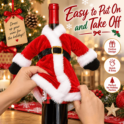 Christmas Wine Bottle Cover – Santa & Gnome Holiday Bottle Decor, Festive Table Decoration & Host Gift