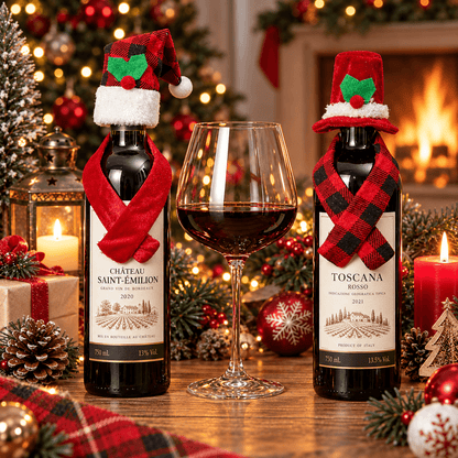 Christmas Wine Bottle Cover – Santa & Gnome Holiday Bottle Decor, Festive Table Decoration & Host Gift