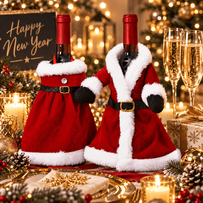 Christmas Wine Bottle Cover – Santa & Gnome Holiday Bottle Decor, Festive Table Decoration & Host Gift
