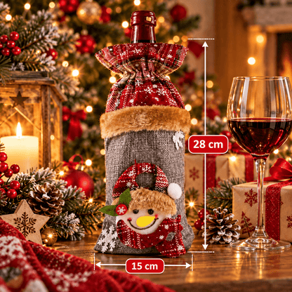 Christmas Wine Bottle Cover – Santa & Gnome Holiday Bottle Decor, Festive Table Decoration & Host Gift
