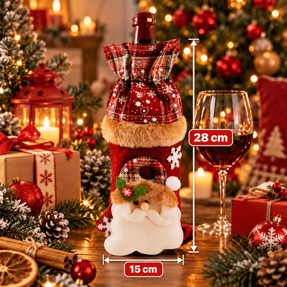 Christmas Wine Bottle Cover – Santa & Gnome Holiday Bottle Decor, Festive Table Decoration & Host Gift