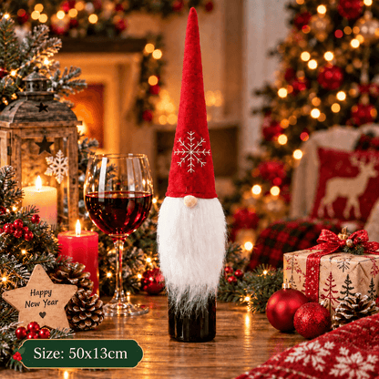 Christmas Wine Bottle Cover – Santa & Gnome Holiday Bottle Decor, Festive Table Decoration & Host Gift