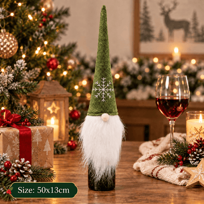 Christmas Wine Bottle Cover – Santa & Gnome Holiday Bottle Decor, Festive Table Decoration & Host Gift