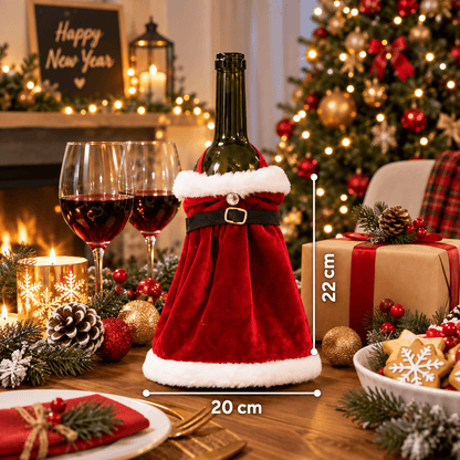 Christmas Wine Bottle Cover – Santa & Gnome Holiday Bottle Decor, Festive Table Decoration & Host Gift