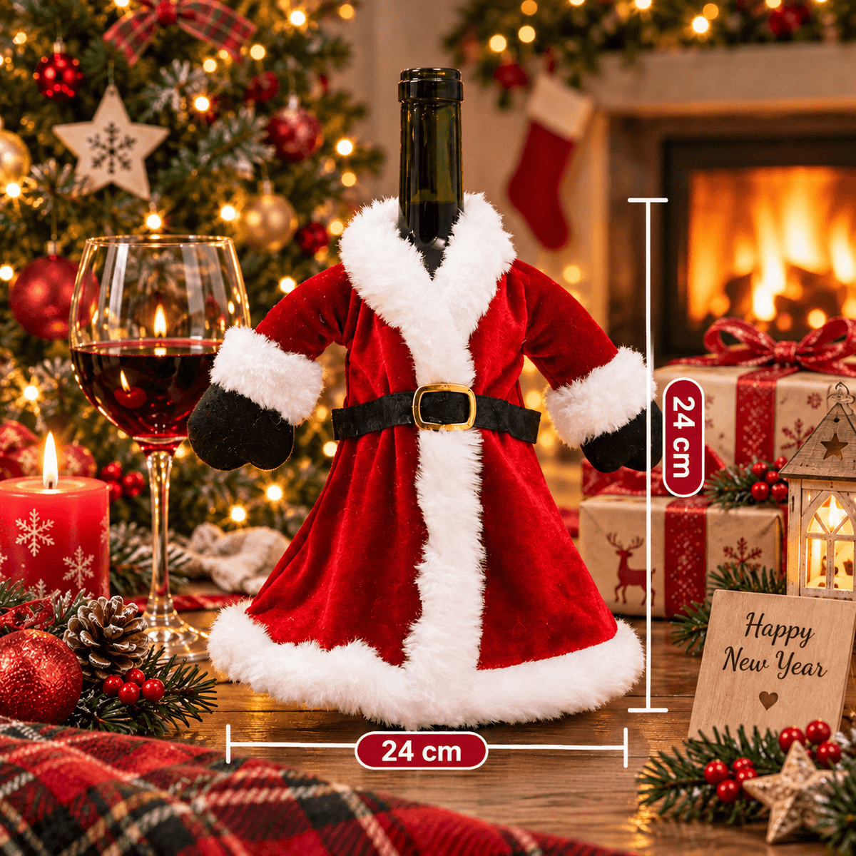 Christmas Wine Bottle Cover – Santa & Gnome Holiday Bottle Decor, Festive Table Decoration & Host Gift