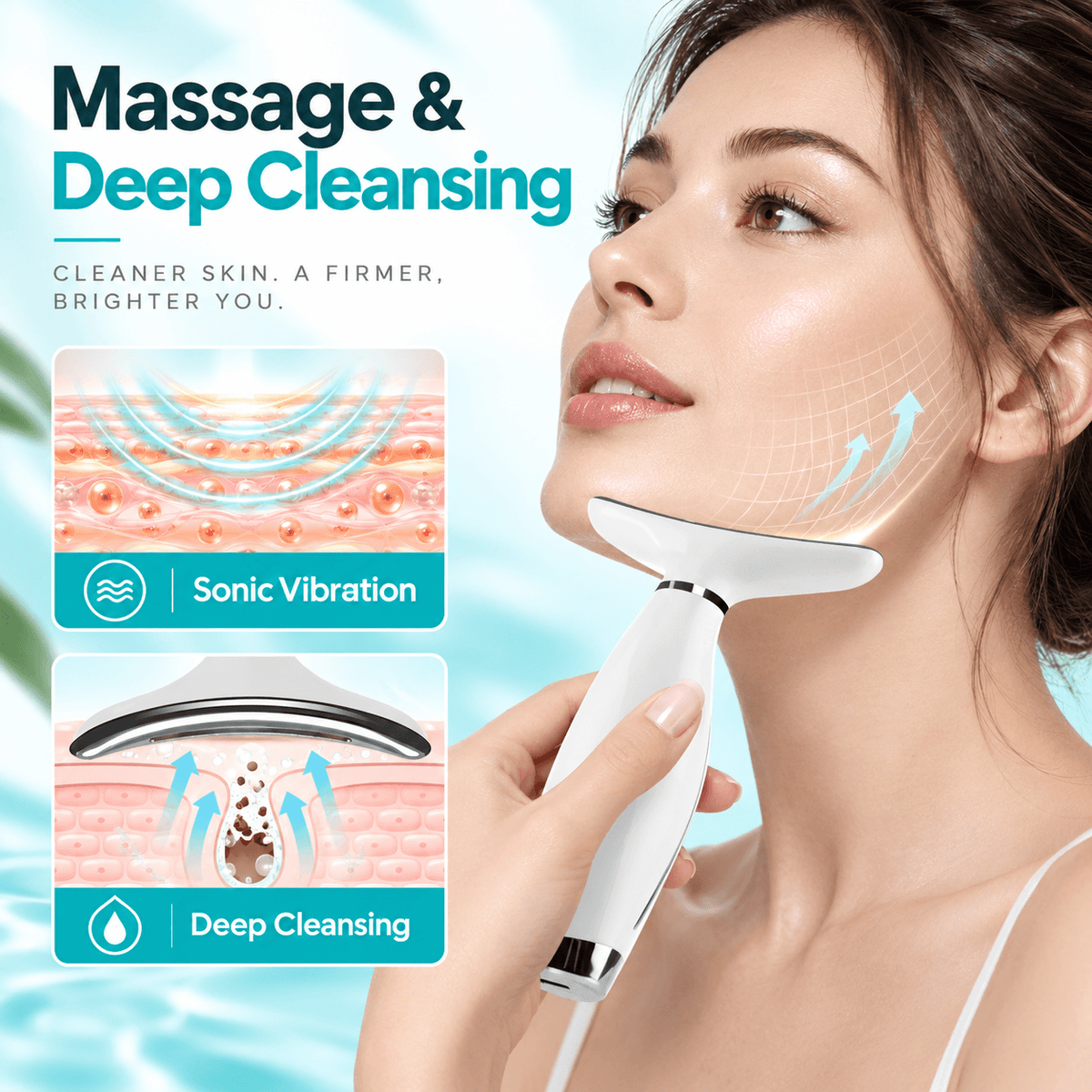 7-in-1 LED Face & Neck Massager – USB-C Rechargeable Beauty Device with 7 Modes