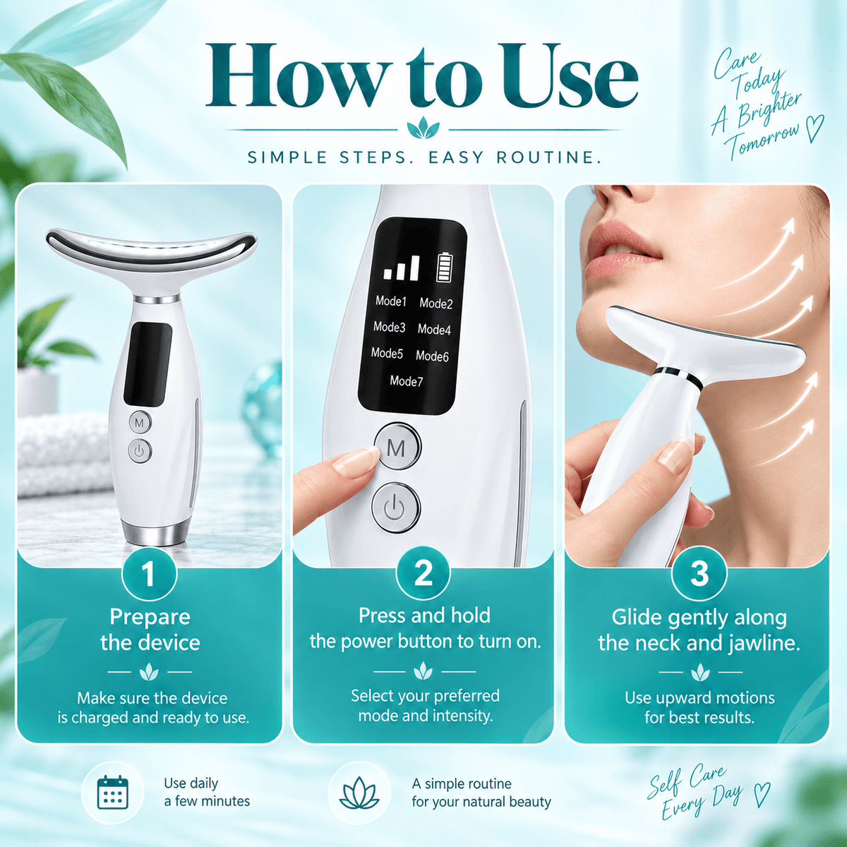7-in-1 LED Face & Neck Massager – USB-C Rechargeable Beauty Device with 7 Modes