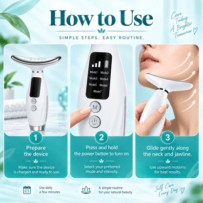 7-in-1 LED Face & Neck Massager – USB-C Rechargeable Beauty Device with 7 Modes