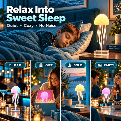 RGB LED Jellyfish Lamp – Rechargeable Mood Light with Remote Control & 9 Flexible Tentacles