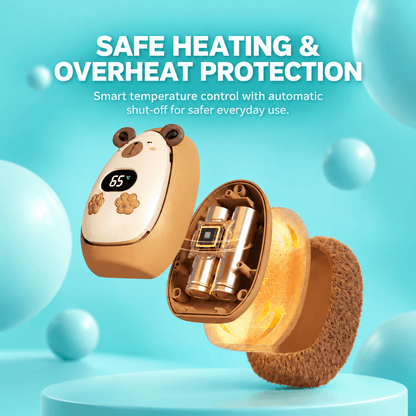 Rechargeable Plush Hand Warmer – 3 Heat Levels, Digital Display, USB-C Charging & Soft Fuzzy Design
