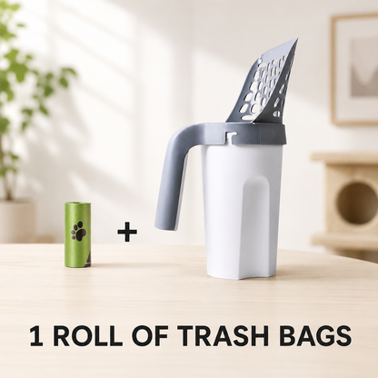 Cat Litter Scoop with Built-In Waste Bin & Bag Storage