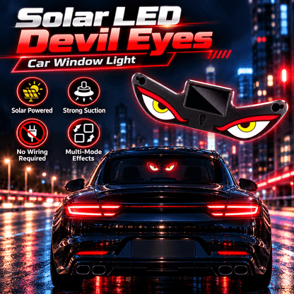 Solar LED Devil Eyes Car Window Light – Type-C Charging, Multi-Mode & Suction Cup Mount