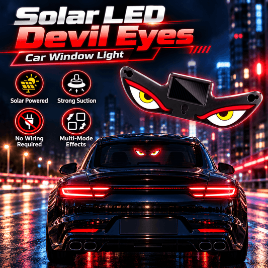 Solar LED Devil Eyes Car Window Light – Type-C Charging, Multi-Mode & Suction Cup Mount