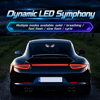 Solar LED Devil Eyes Car Window Light – Type-C Charging, Multi-Mode & Suction Cup Mount
